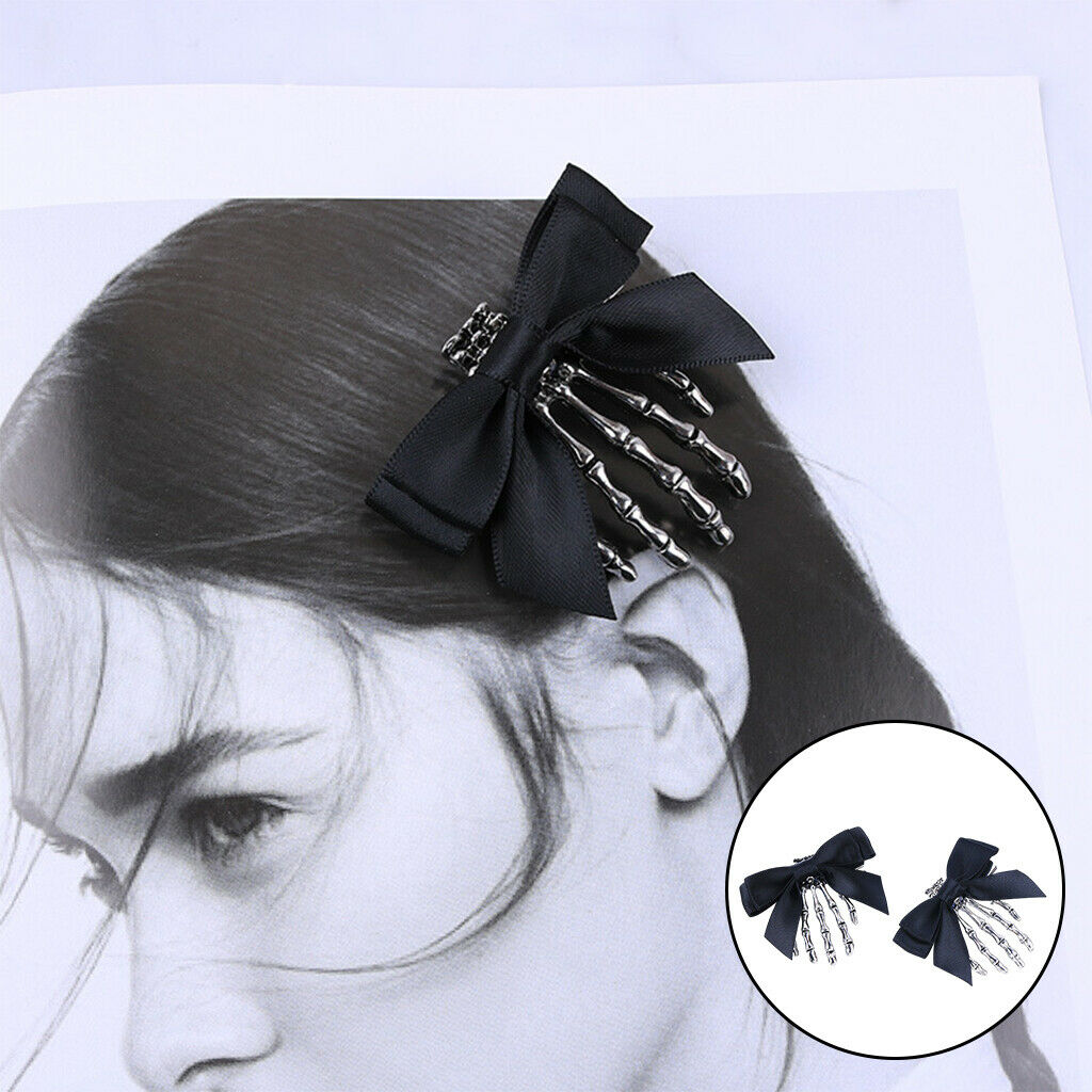 2Pcs Halloween Skeleton Bone Claw Hair Clip Zombie Hand Hairpin for Girls