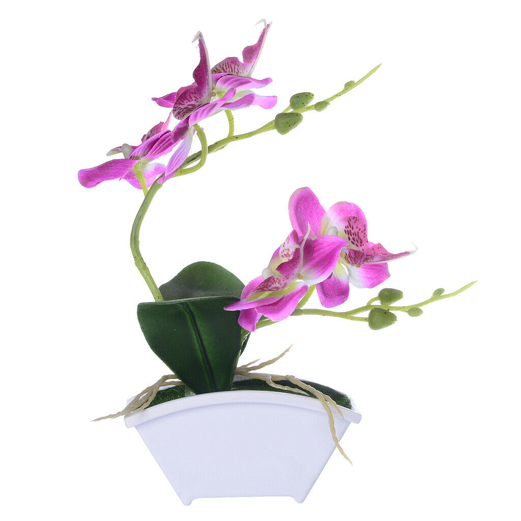 Artificial Orchid Bonsai Flower Stem Potted Plants Party Decor Purple