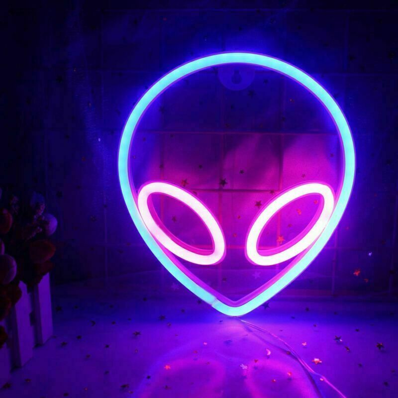 LED Alien Neon Wall Sign Cool Light Decorations Accessories Bedroom Home Party