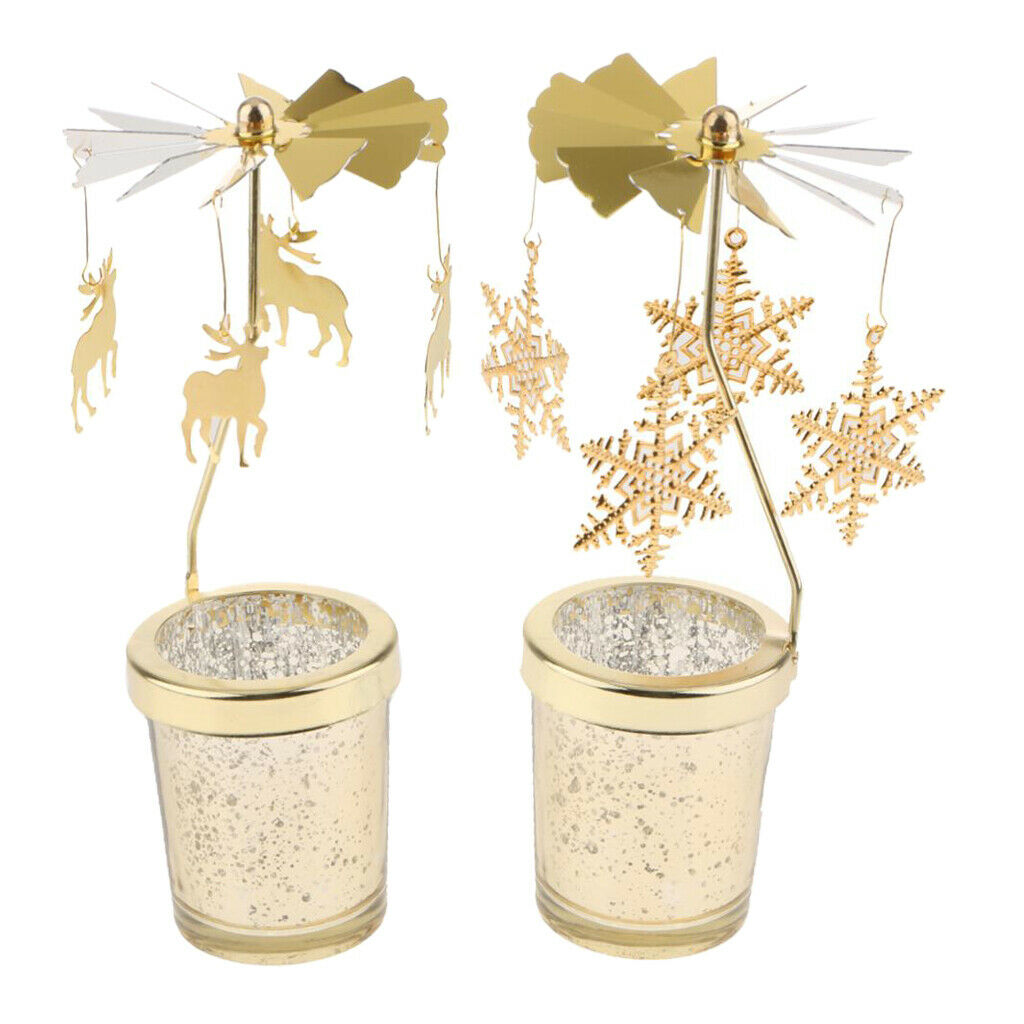 2x Carrousel Tealight Rotating Candleholder Romantic Light Xmas Gift