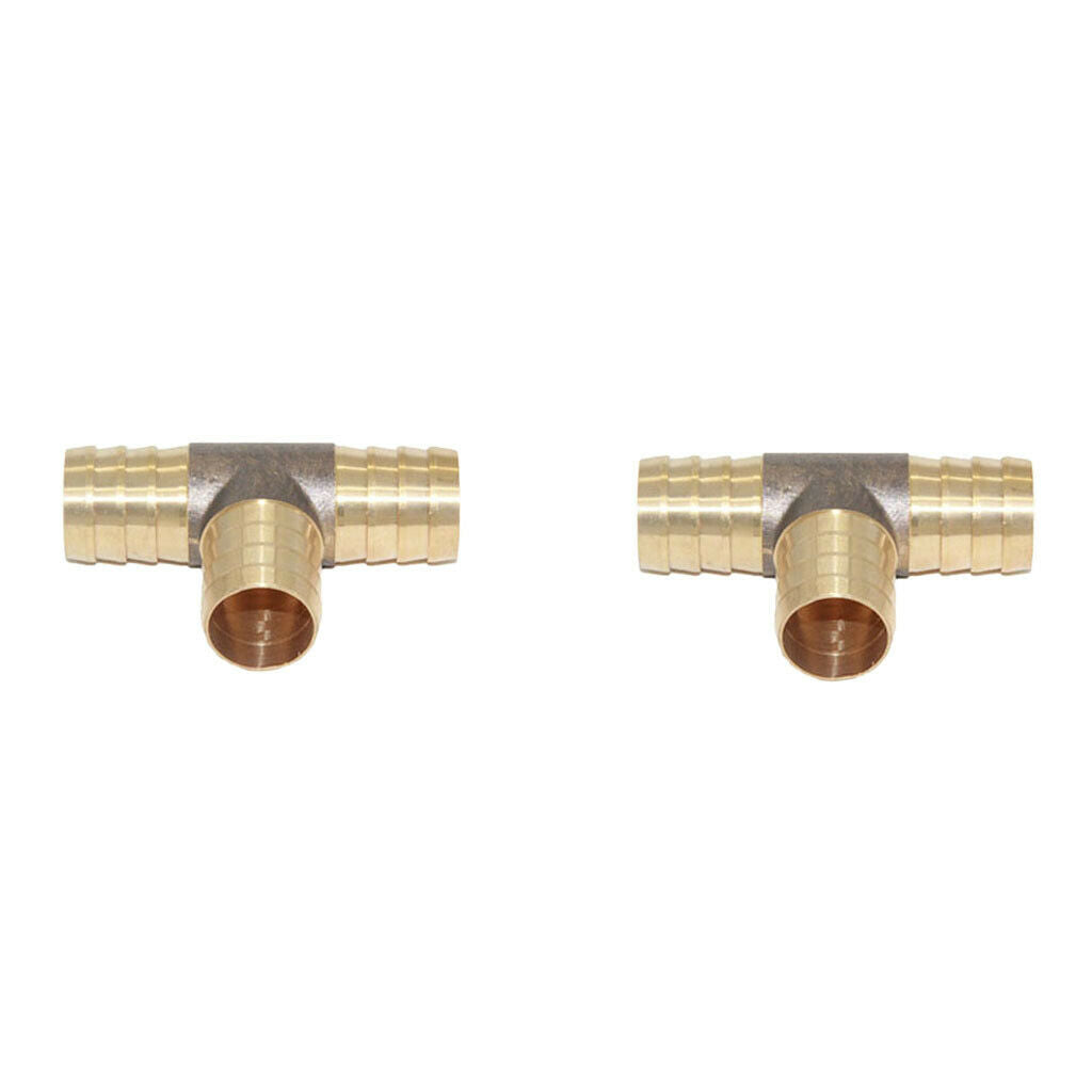 2-Piece Barbed Brass T Piece 3 Ways Tee Hose Fuel Hose Joiner Adapter 19mm