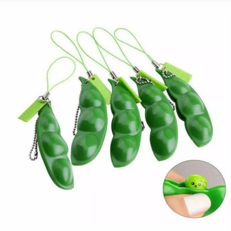 Portable Peas In A Pod Keyring Edamame Keychain Cute Bean Unzip The ToyS FkG XC