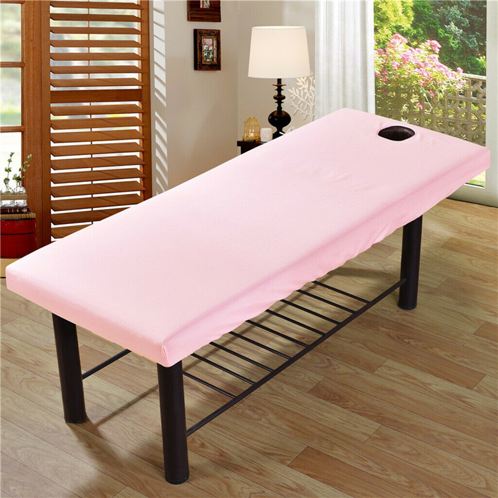 2pcs Soft Brushed Cotton Massage Table Cover Bed Sheet 31x75inch Coffee/Pink