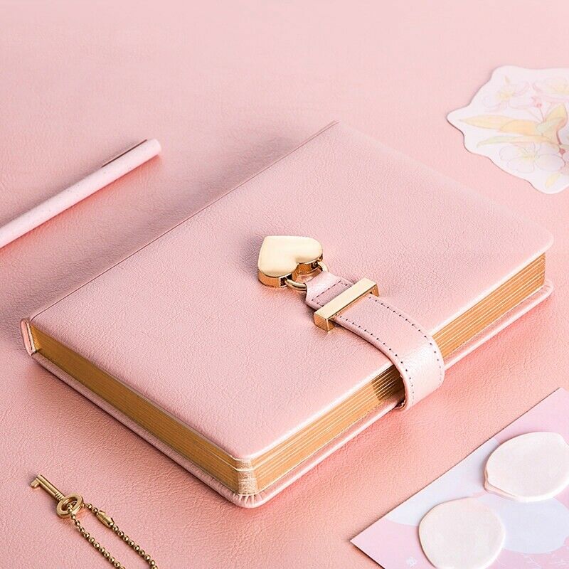 Heart Shaped Combination Lock Diary with Key Personal Organizers Secret ebook T7