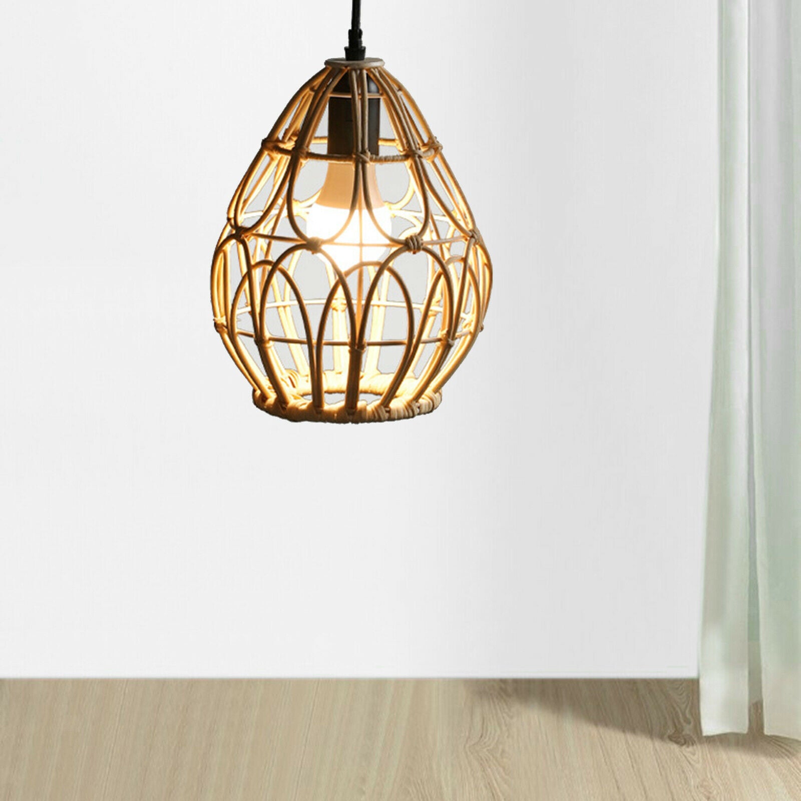 Modern Rattan Lantern Pendant Light Ceiling Lamp Decorative Cafe Lampshades
