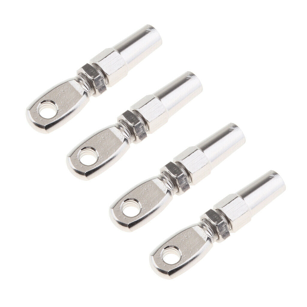 Set of 4 3mm Stainless Steel Eye Terminal End Fittings