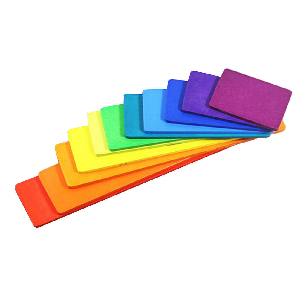 Lots 11 Wooden Rainbow Building Blocks Boards Toddler Early Learning Toys