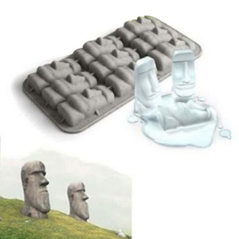 New Easter Island Moai Stone Statues Ice Tray Cubes DIY Mould Pudding Mold $Y SJ