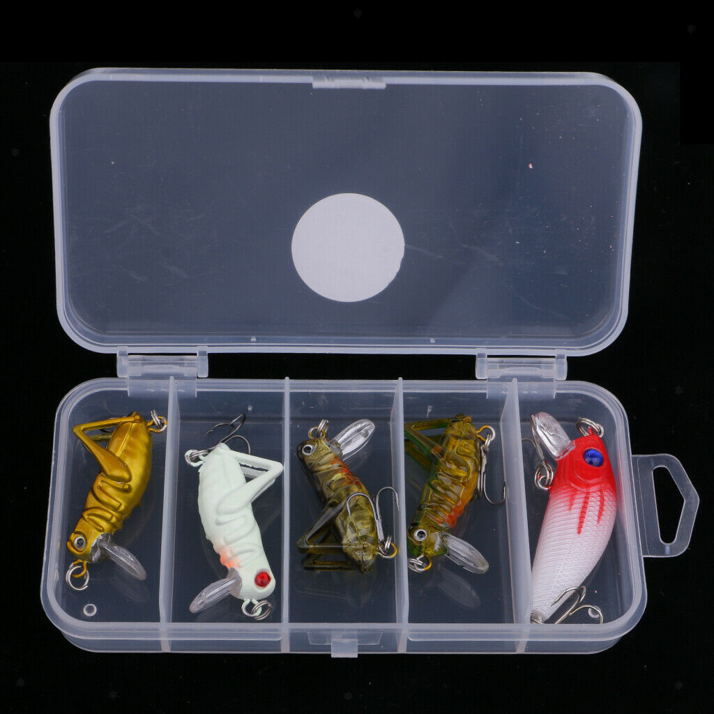 5Pcs Insect Grasshopper Shape Fishing Lure VIB Hard Crank Baits and Minnow