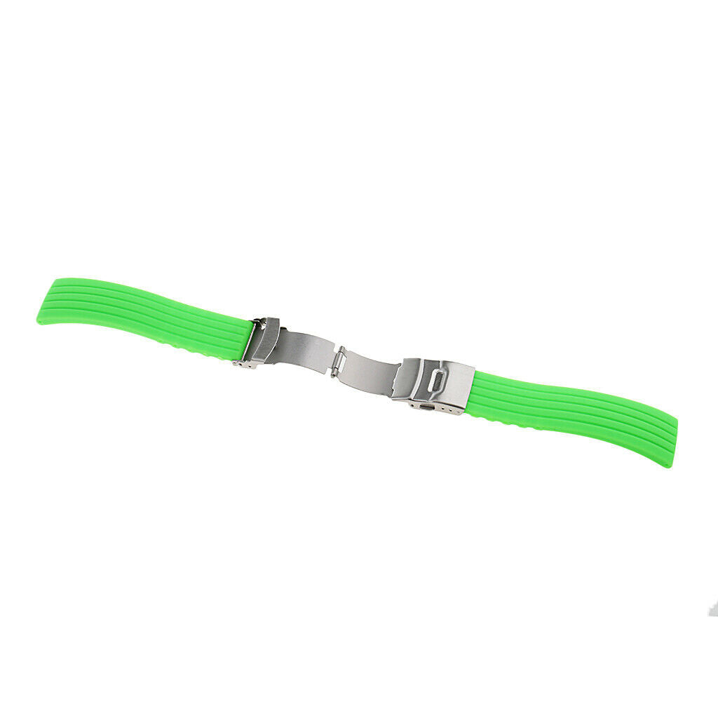 19.5cm Fashion Casual Green Waterproof Silicone Rubber Watch Strap Band