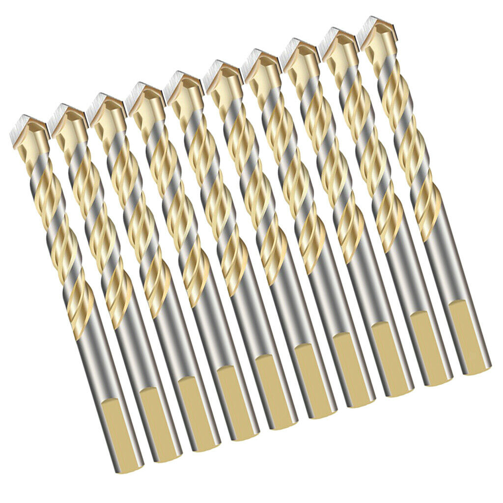 10 Pieces HSS Straight Shank Coated Triangle Twist Spiral Drill Bit Set 12mm