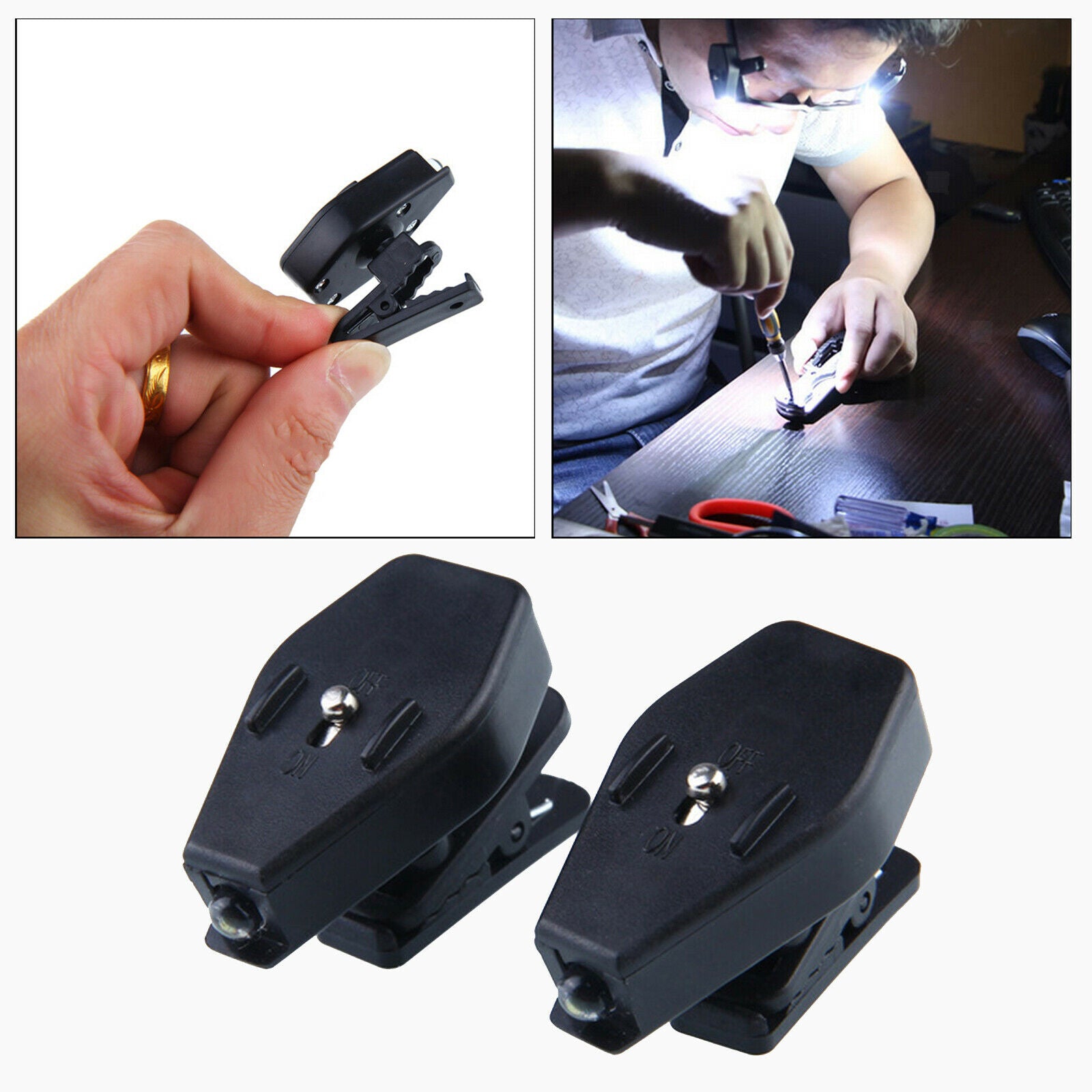 1Pcs Eyeglass Reading Light Glasses Flashlight LED Light Clip On Eye Glasses