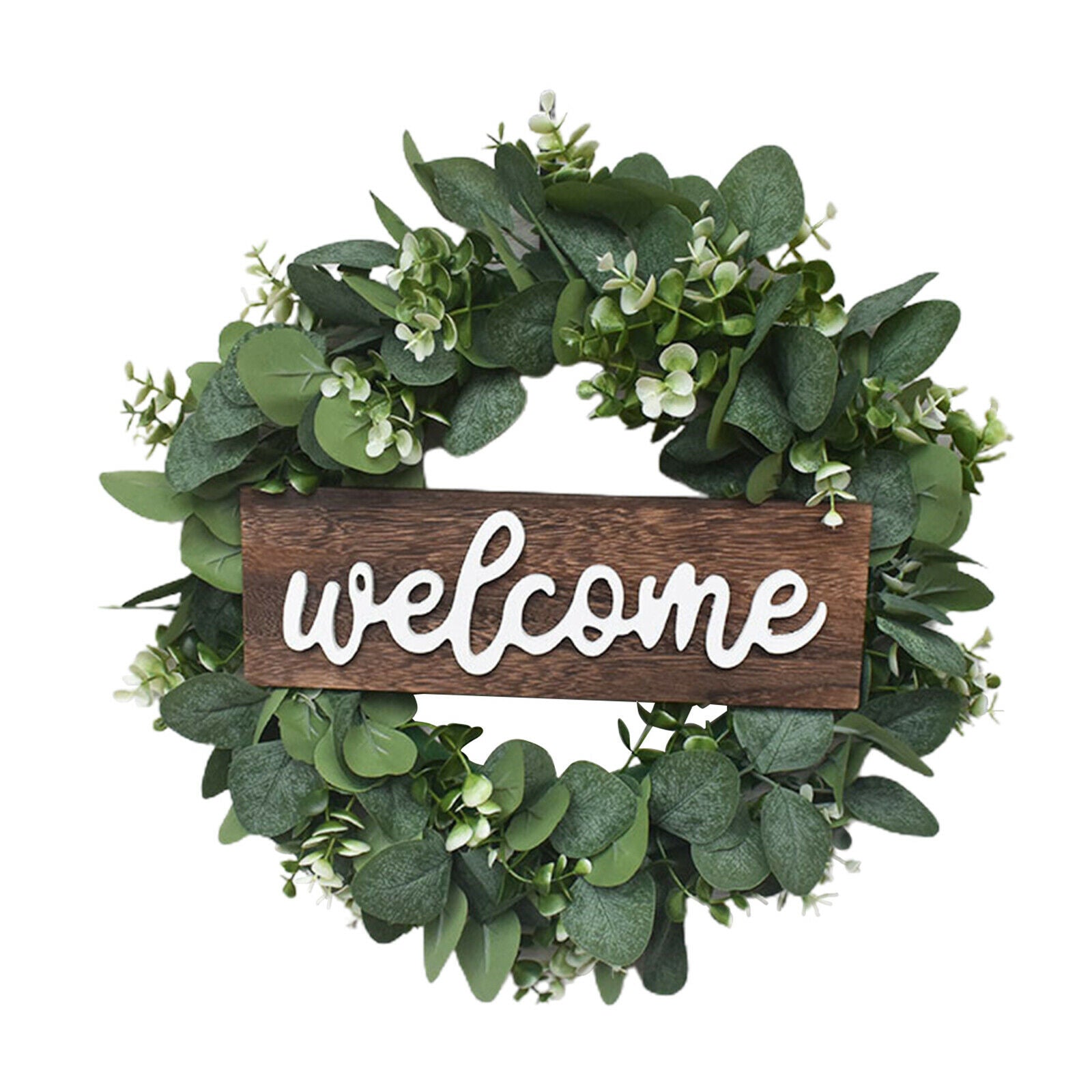 Welcone Wreath Green Leaves Spring Party Door Porch Window Wall Hanging