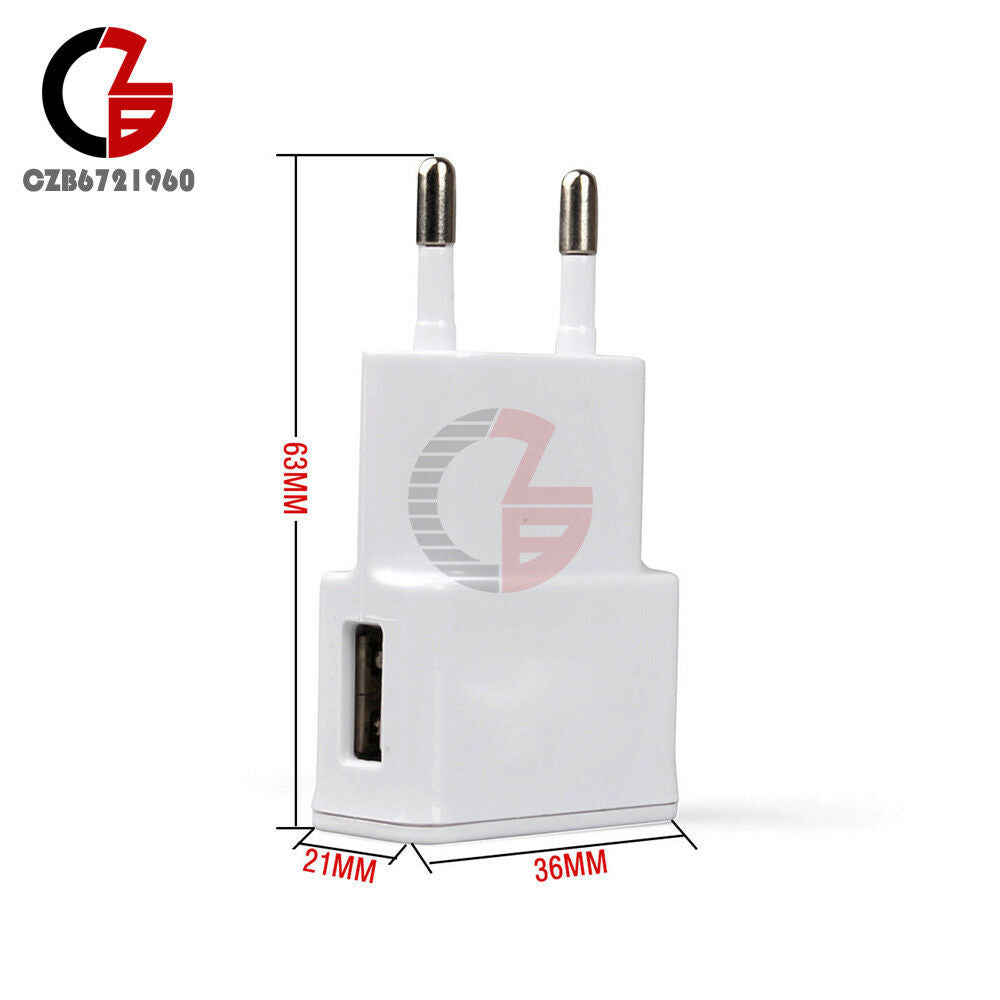 White 5V 2A USB EU Plug 1 Port Wall Charger Charging Travel Power Adapter