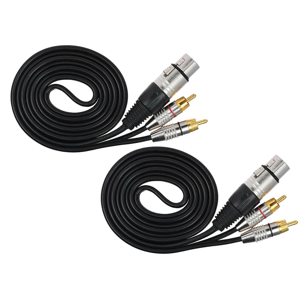 2Pieces Double RCA Male Plug to XLR 3 Pin Female Jack Audio Cable Connector