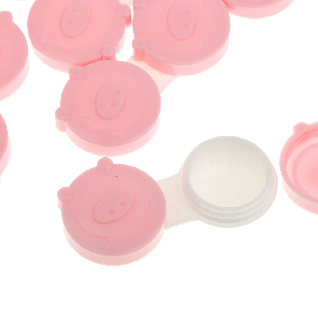 20pcs Portable Pig Shape Contact Lens Holder Soak Container Travel Case Pink