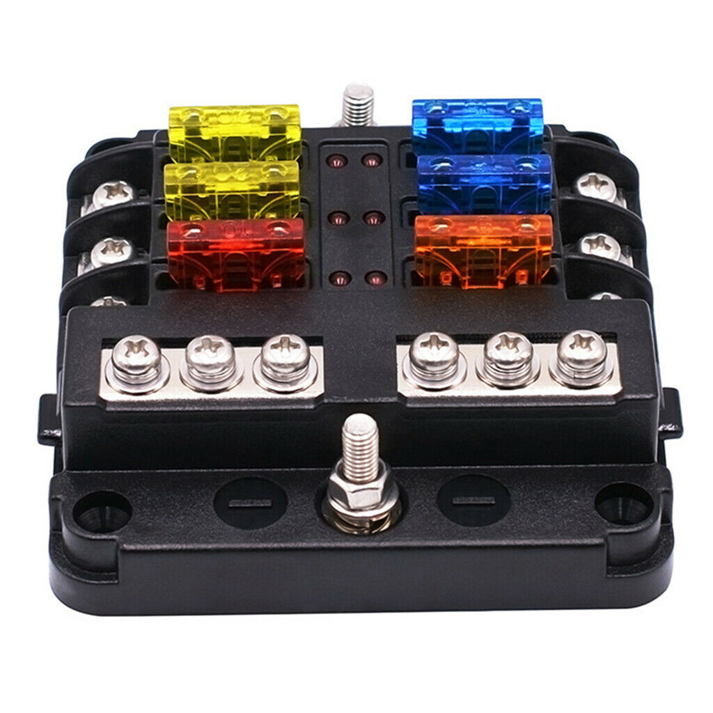 6-Way Marine Blade Fuse Block ATC/ATO Waterproof Car Fuse Box Holder Panel
