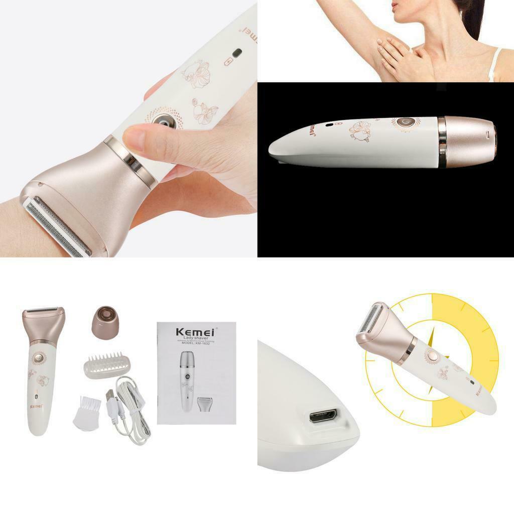 Lady Razor Hair Removal Painless 2-in-1 Wet Dry Trimmer Washable USB