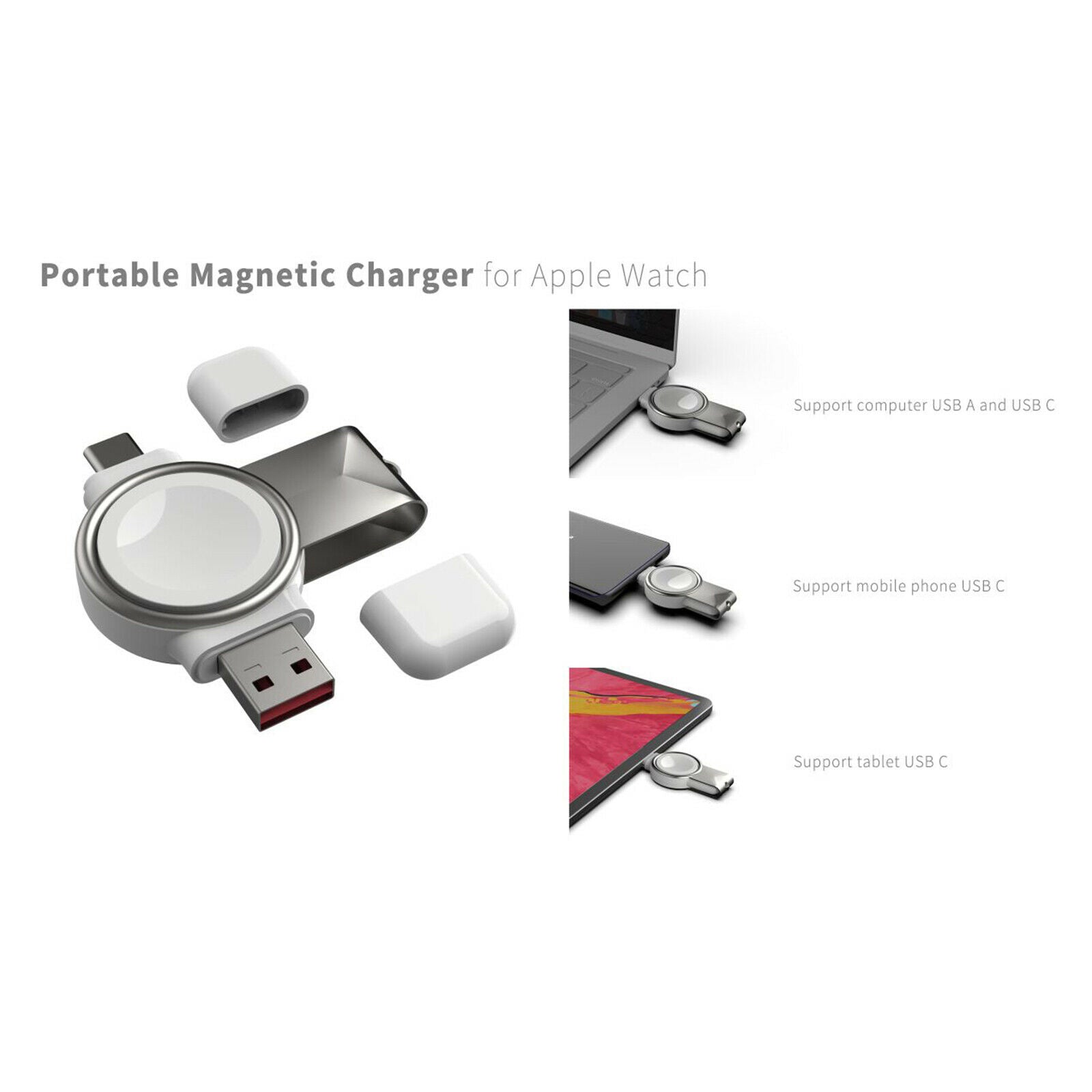 Portable 2 In 1 Watch Charger Station Quick Charge for iWatch SE 6 5 4 3 2 1