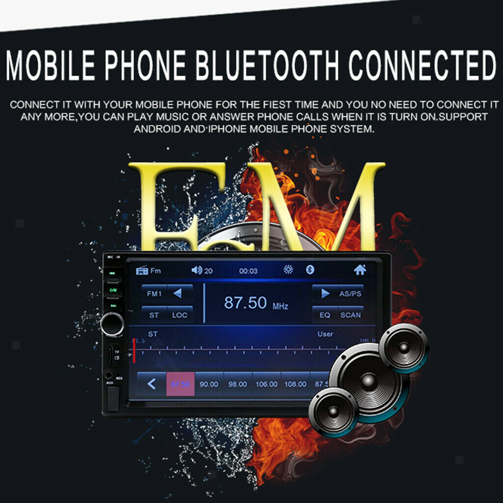 2 Din 7'' Touch Screen Car MP5+ 12 LED Rear View Camera Parking Night Vision