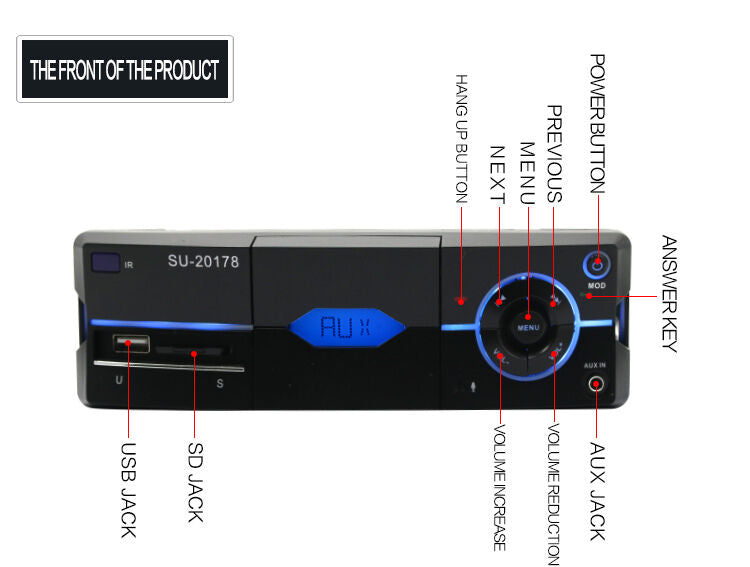 Single Din Car Audio Stereo MP3 Player Radio Bluetooth Handsfree FM AUX USB SD
