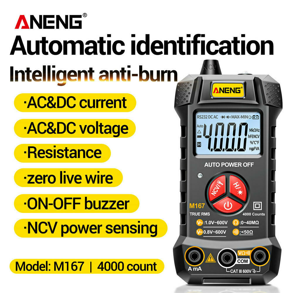 Digital Multimeter 4000 Counts True RMS NCV Meter w/Flashlight Multimeter Tester