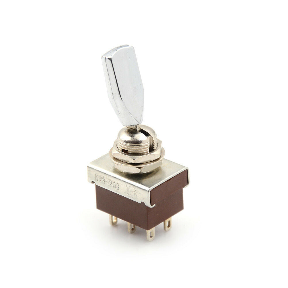 AC 250V 3A 3 Position ON/OFF/ON DPDT Flat Handle Toggle Switch T KHH WF