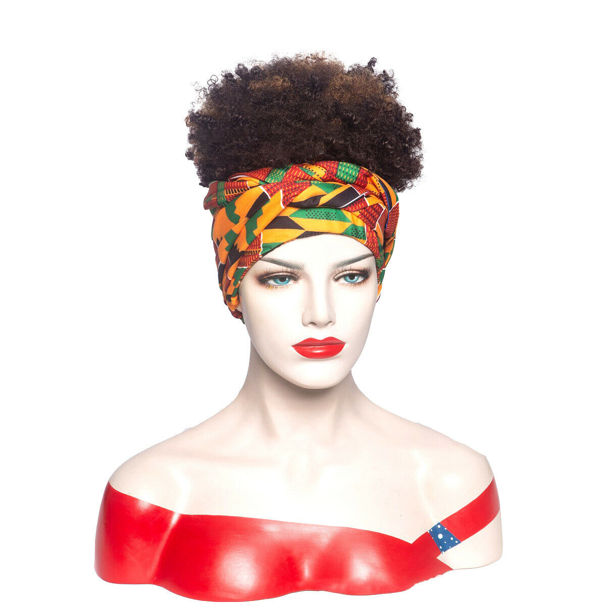 Short Afro Kinky Curly Wrap Wigs for Black Women Puff African Hair Headband Wigs