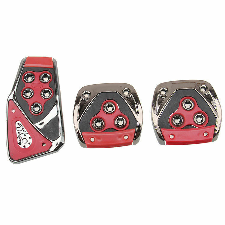 3Pcs Red Black Manual Car Brake Gas Clutch Racing Pedal Pads Cover With Screws