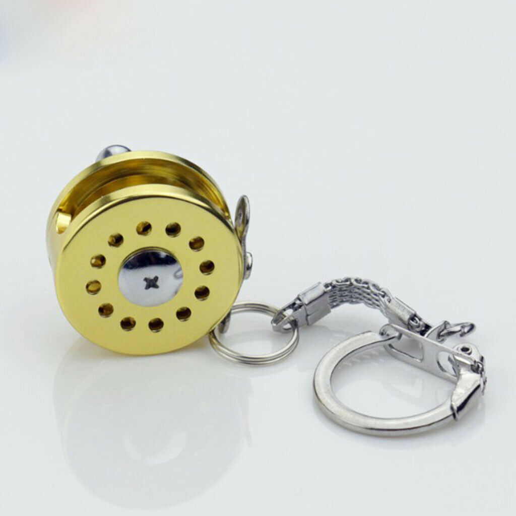 Cool Novelty Mini Aluminum Fly Fishing Reel Key Chain Fish Wheel Keychain