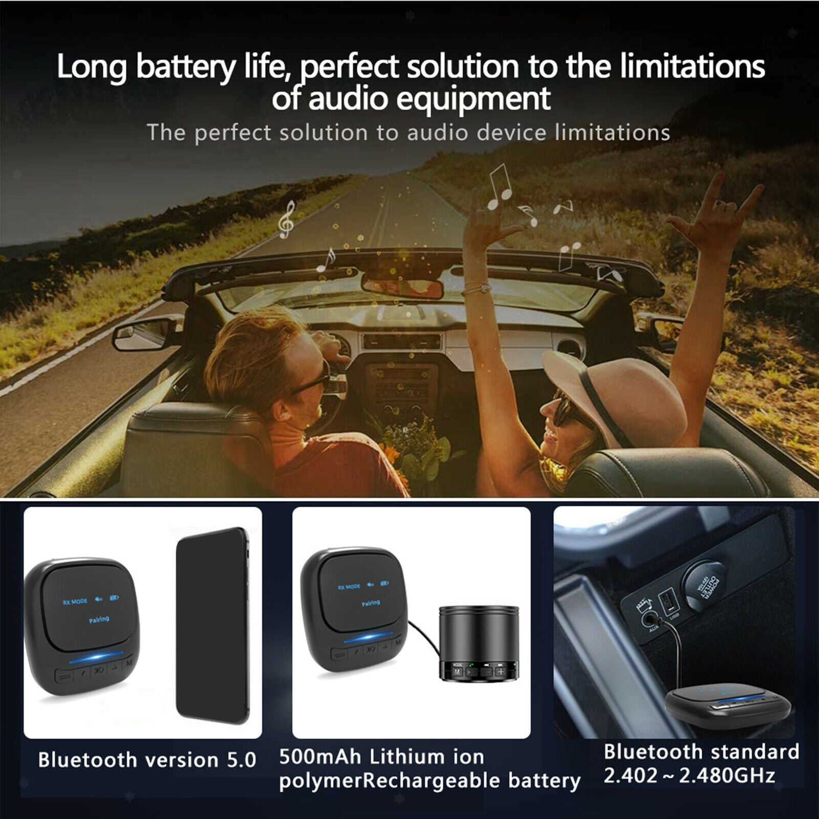 Bluetooth Transmitter Receiver Low Latency Pair 2 Devices at Once for TV Car