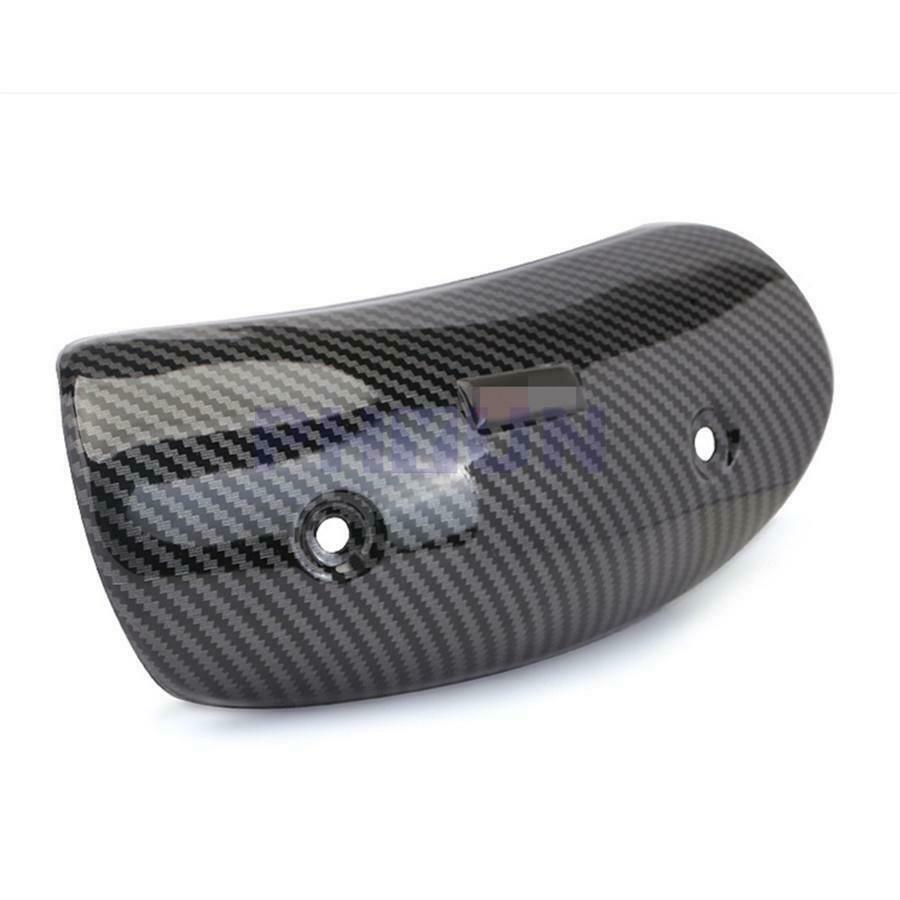 Motorcycle Exhaust Pipe Heat Shield W/ Stainless Steel Clamps Carbon Fiber Look