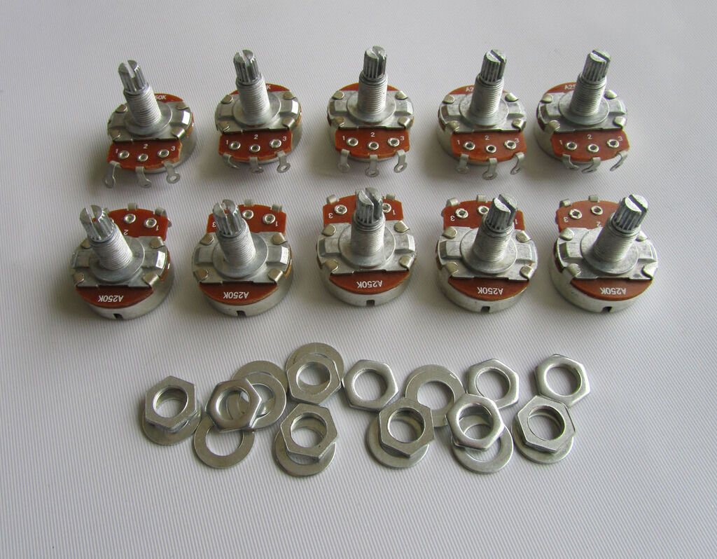 10x A250K Large Audio Guitar Pots 18mm Long Shaft 250K Guitar Potentiometers