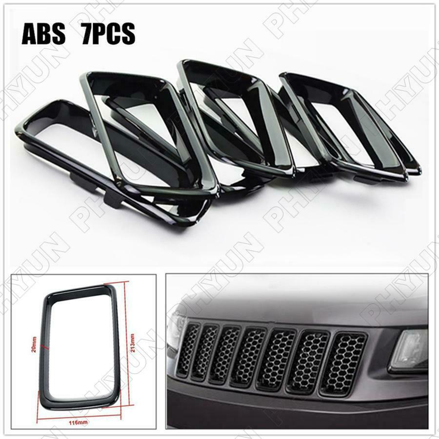 Gloss Black Front Grille Trim Ring Insert Trim For Jeep Grand Cherokee 2014-2016