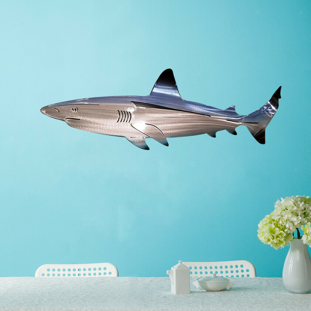 2pcs Exquisite Metal Shark Wall Decor Outdoor Indoor Sculpture Bedroom Patio