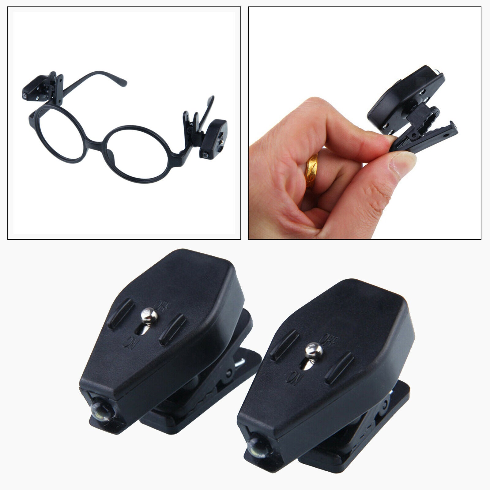 1Pcs Eyeglass Reading Light Glasses Flashlight LED Light Clip On Eye Glasses