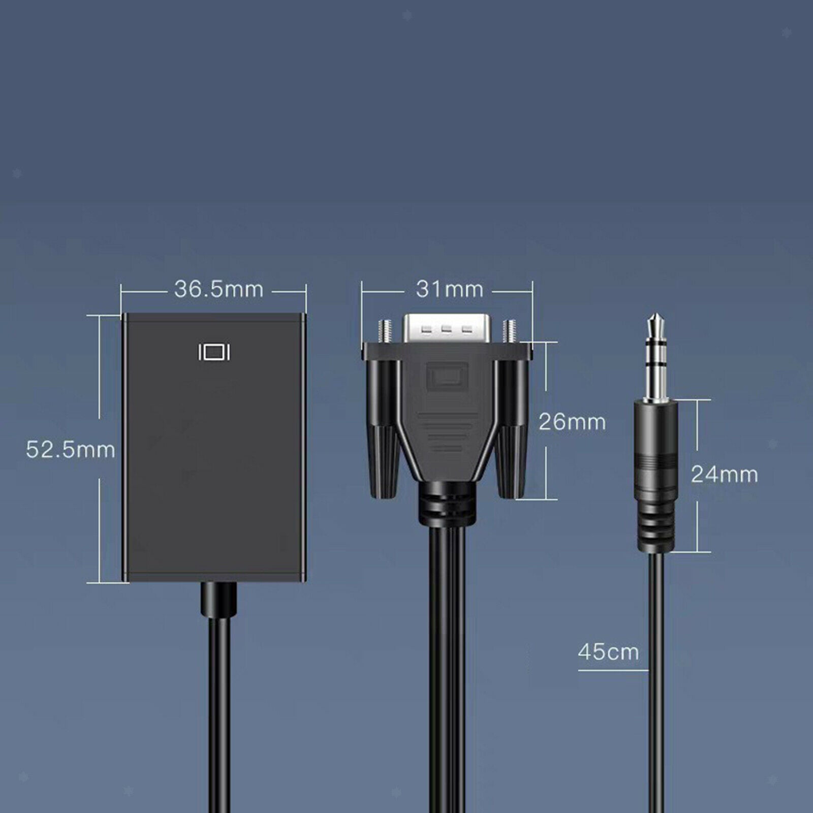 1080P VGA to HDMI Converter Male to Female Cable for Computer Mobile Phones