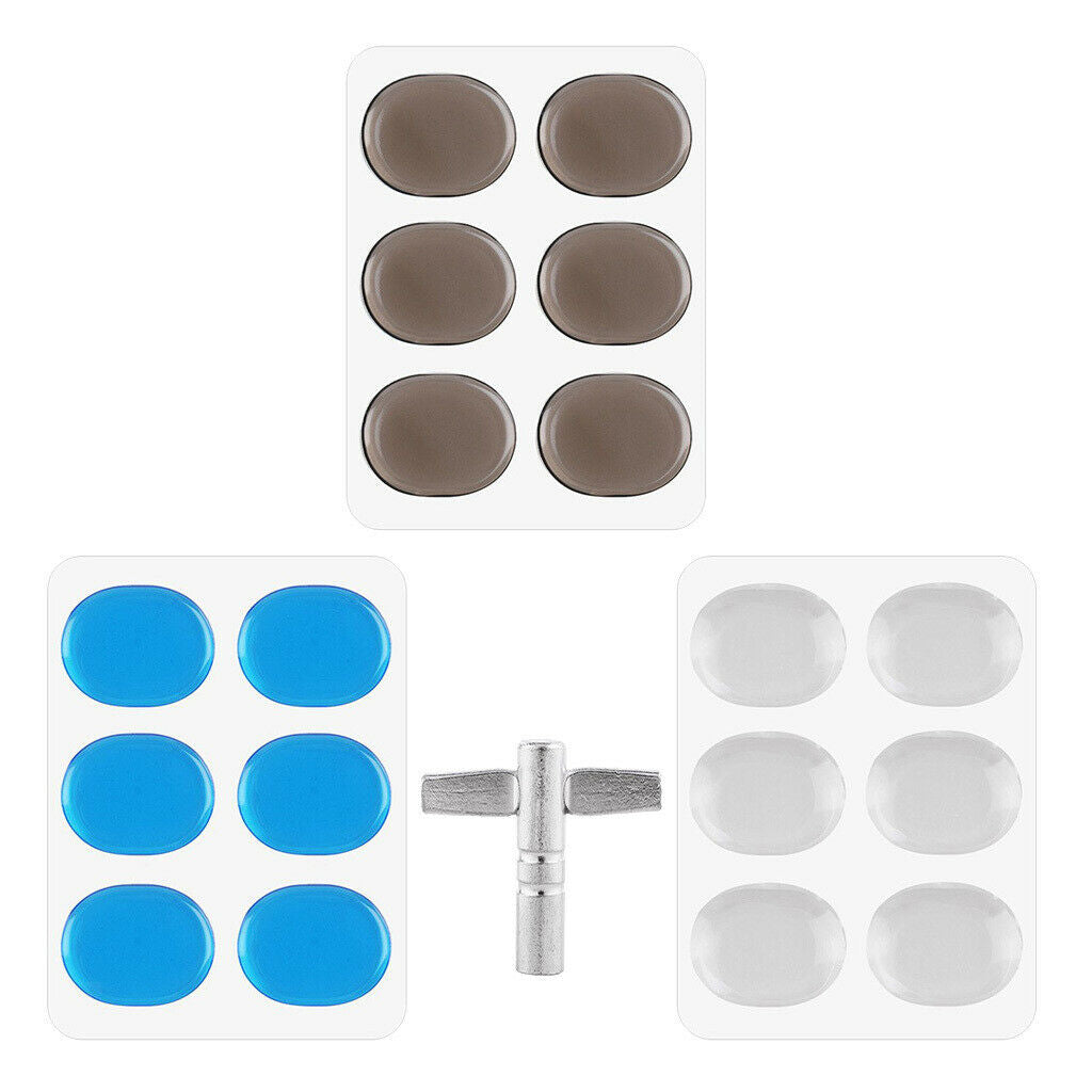 3x Drum Damper Pads Silicone Drums   with Drum Key for Snare Drum Kit