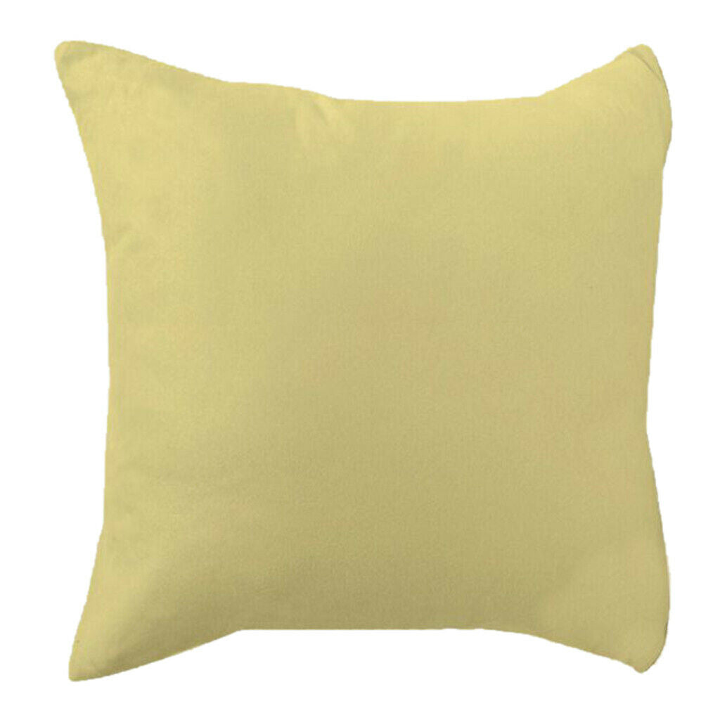 New Sofa Pillow Cover Solid Color Euro Sham Soft Pillowcase Yellow-45x45cm