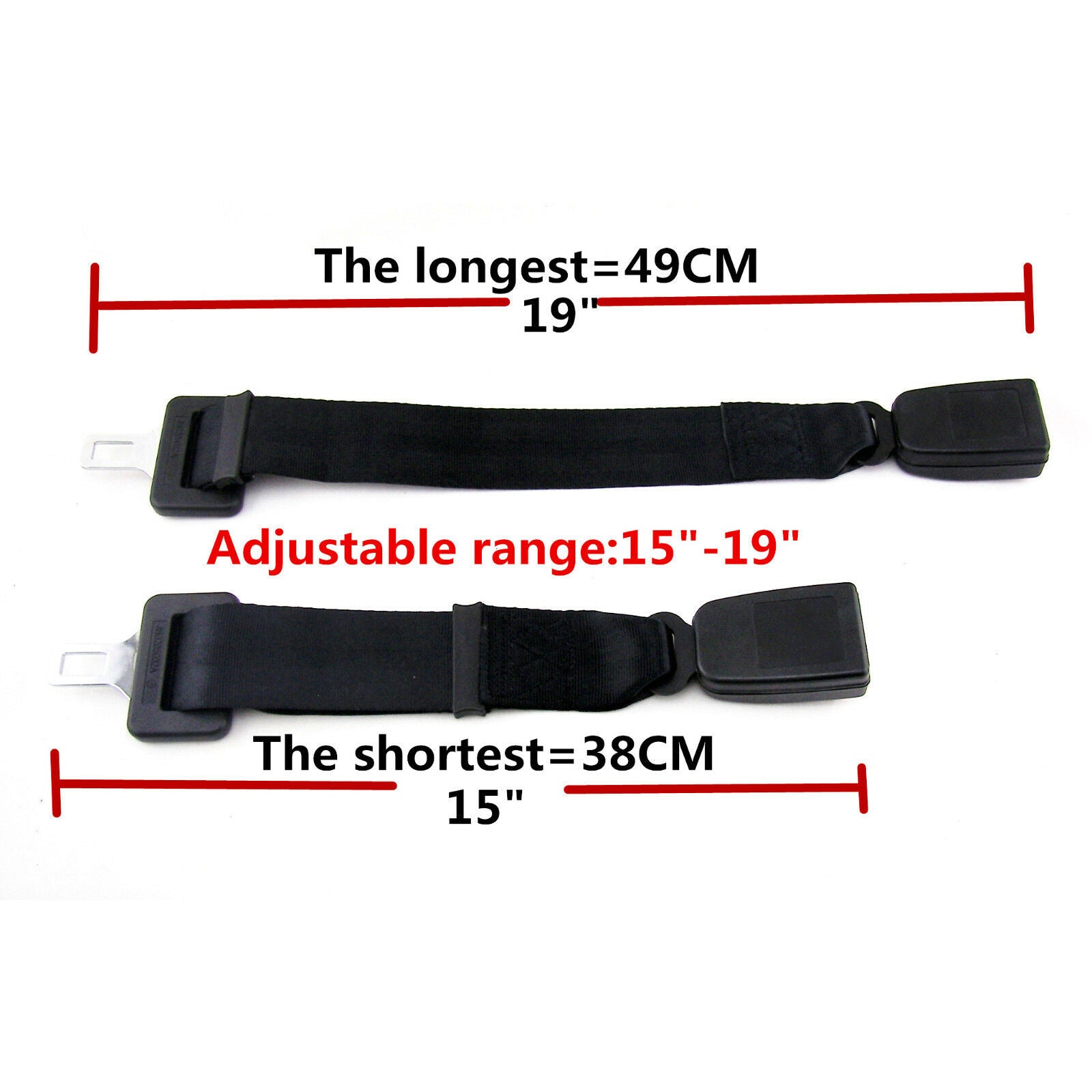 Adjustable Seat Belt Strong Extender 7/8" Type A Buckle Seatbelt Safe Extension