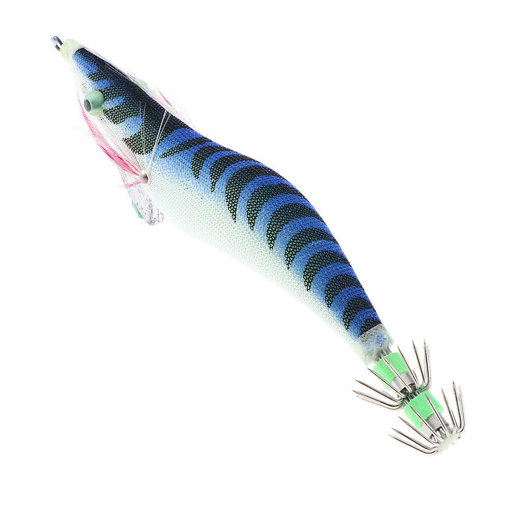 2X 3.5# Squid Jigs Luminous Fishing Lures Artificial Baits Shrimp Blue