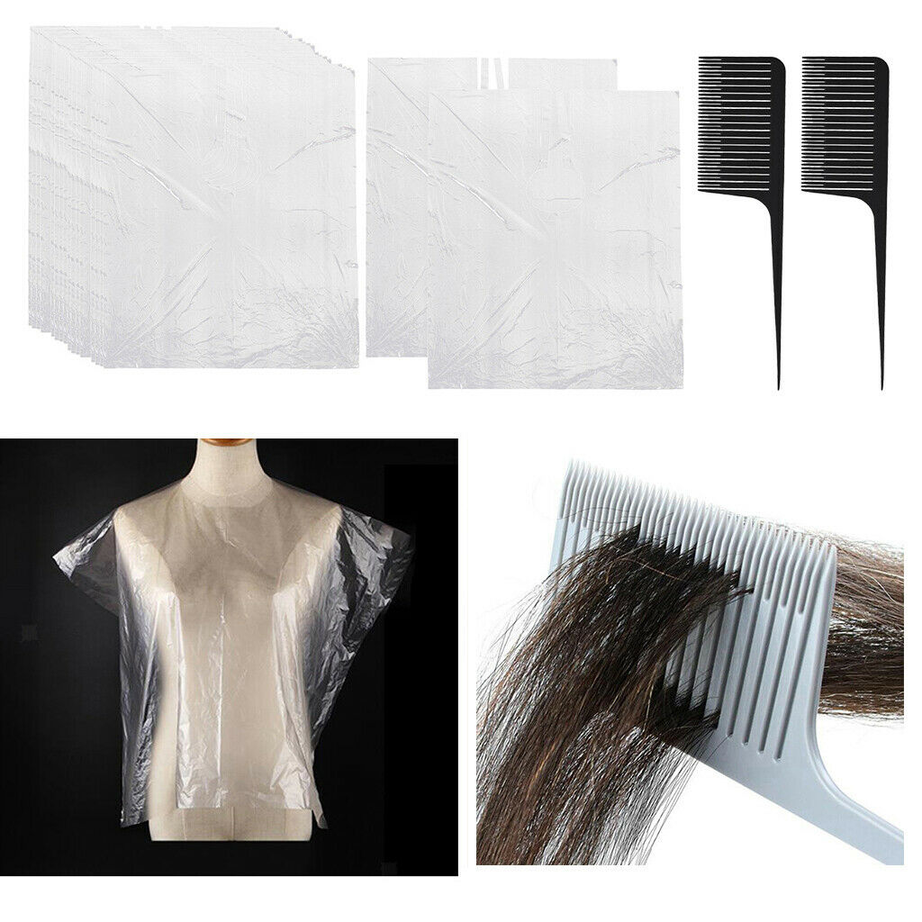 Lot 50x Disposable Hair Cutting Capes Salon Barber Apron w/ Hair Combs Gifts