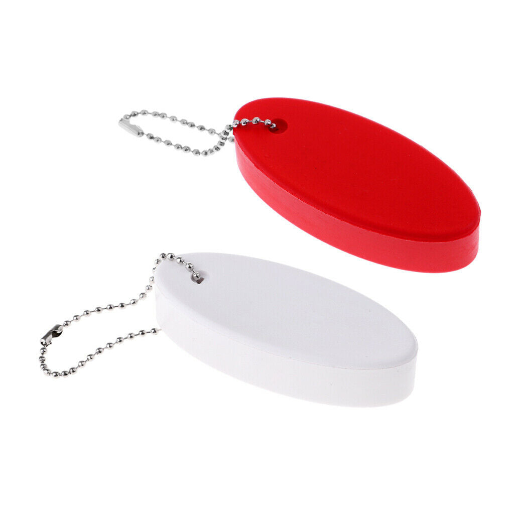 2x Safety Water Floating Boating Foam Keychain Keyring With Steel Ball Chain