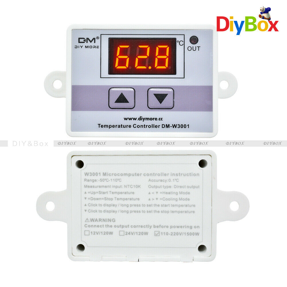220V Digital LED Temperature Controller 10A Thermostat Control Switch Probe