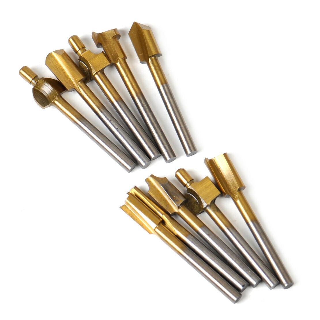 1 Set of 10pcs 1/8" Mini Shank HSS Titanium Router Bits Fit for Rotary Tool An