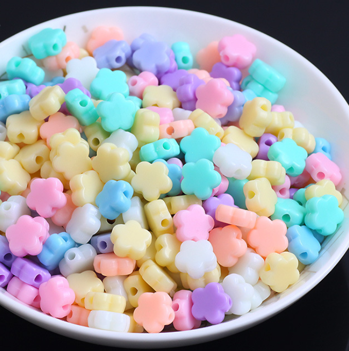 100pcs Mixed color plum flower acrylic beads Beading jewelry accessories 9mm
