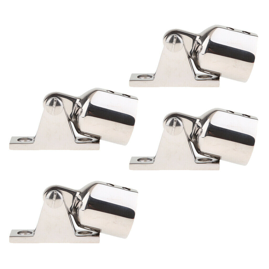 4pcs Polished Stainless Steel Eye End Deck Hinge Boat Bimini Top Fitting 1"
