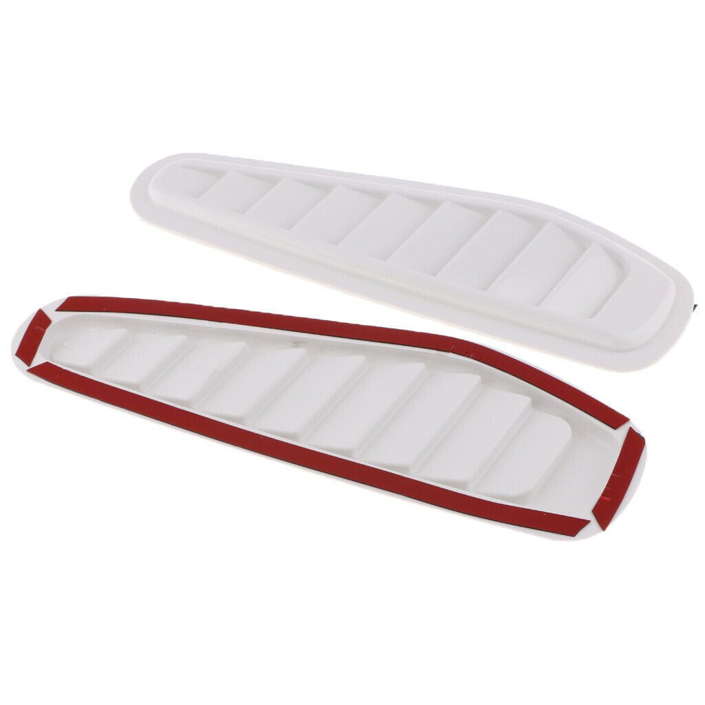 2 Pieces Air Flow Intake Turbo Bonnet Hood Side Vent Grille Cover White