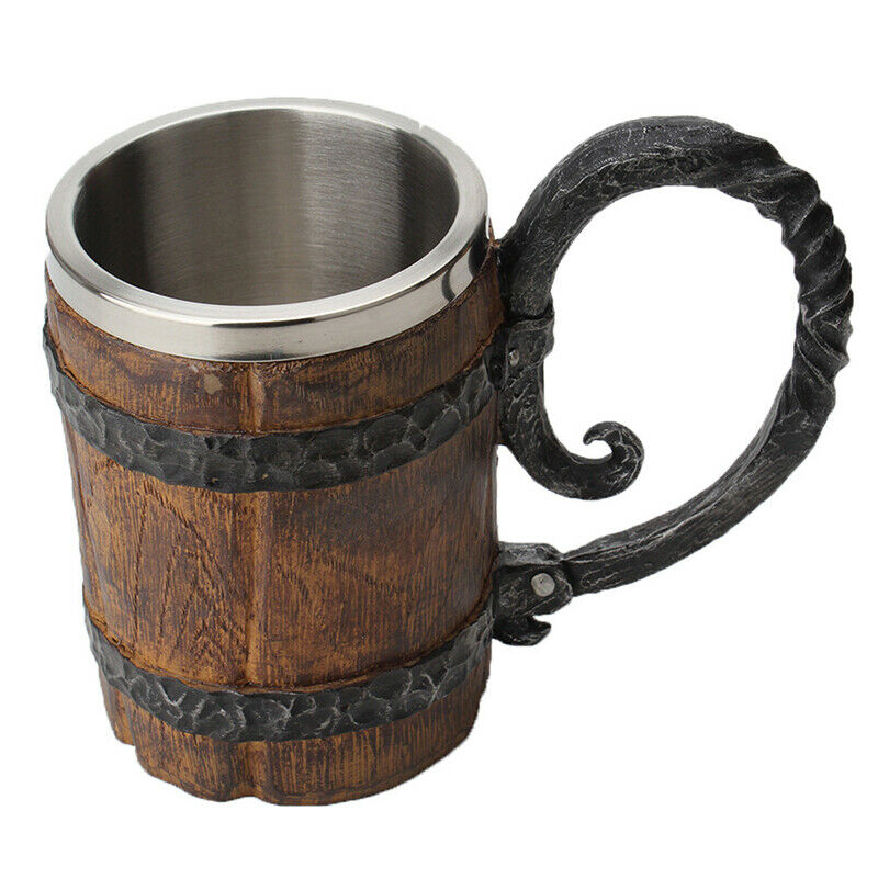 New Simulation Crude Wood Mug Double Wall Insulated Beer Cup Wine TumblerBDAU