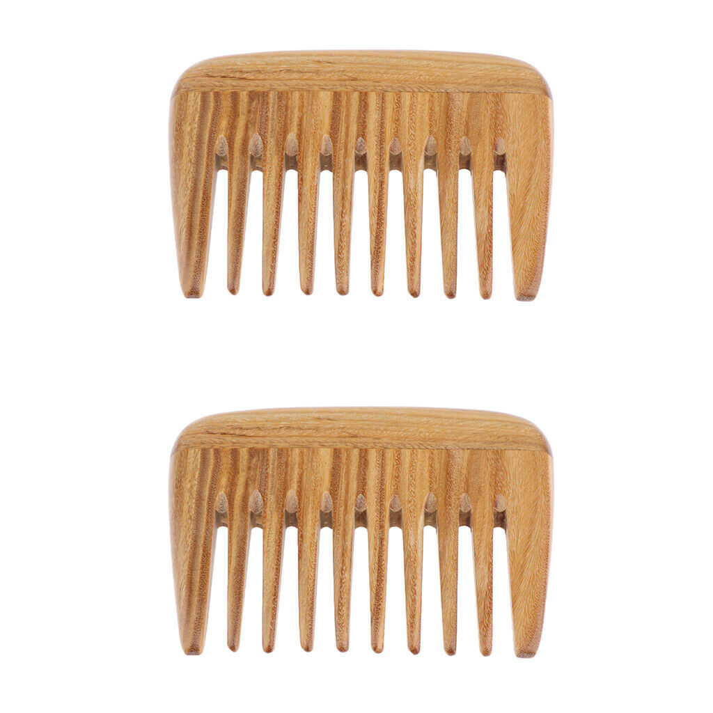 2Pcs 4" Retro Pocket Brush Anti-static Natural Massage Wide Teeth Hair Comb